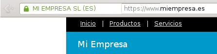 Barra visible con el nombre de la empresa